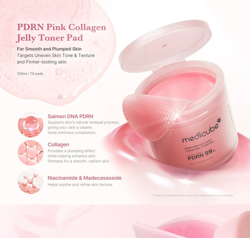 PDRN Pink Collagen Toning Gel Toner Pad