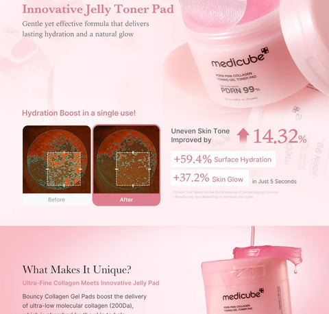 PDRN Pink Collagen Toning Gel Toner Pad