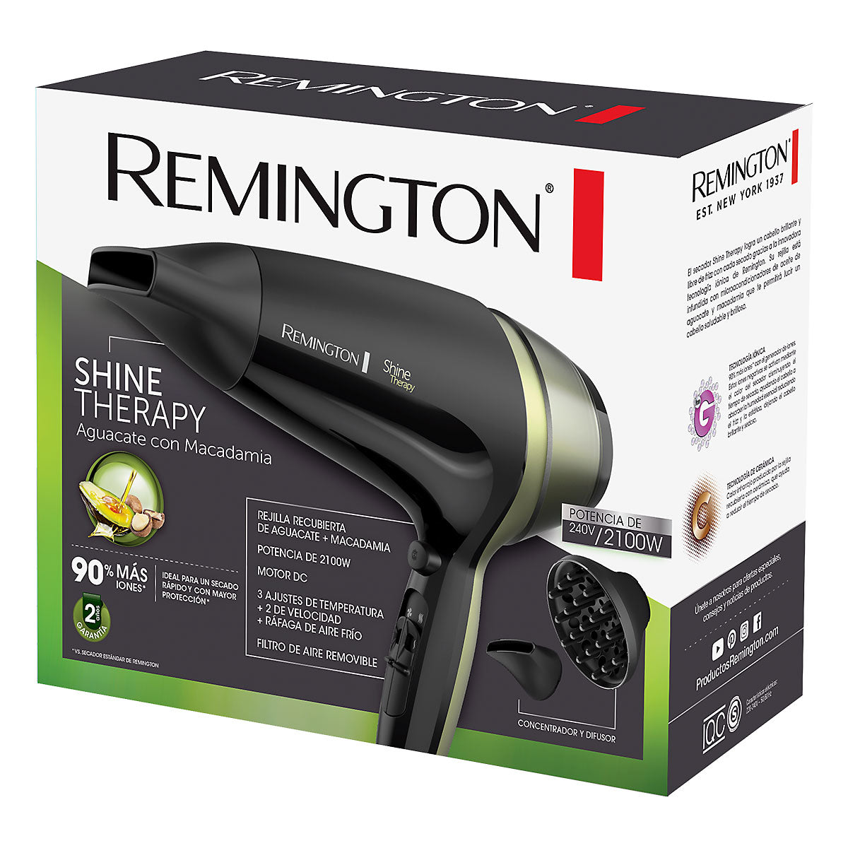 SECADOR REMINGTON SHINE TRARAPY AGUACATE Y MACADAMIA