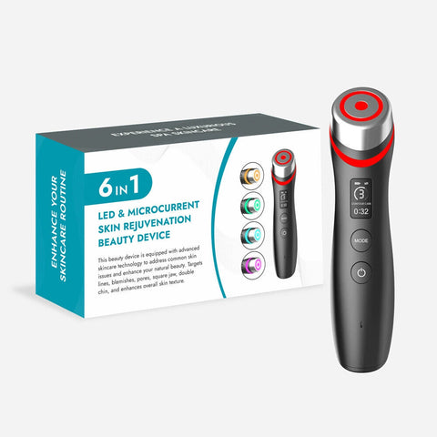 Age Booster Pro Home Skincare Dispositivo de belleza antienvejecimiento LED portátil 6 en 1 Terapia Facial EMS Masajeador de estiramiento facial y de cuello